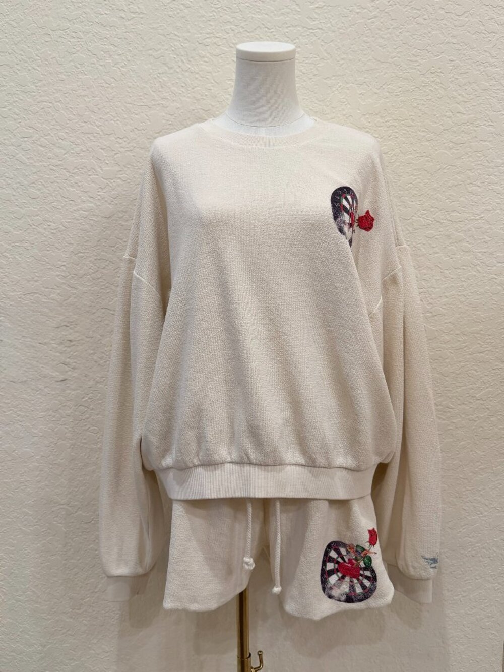 Boys Lie I Wouldn't Trust You Kara Crewneck Sweatshirt Shorts Set Ivory L/XL